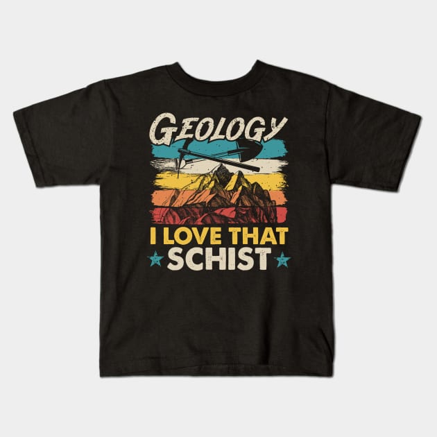 Geology I Love That Schist Funny Geologist Kids T-Shirt by White Martian